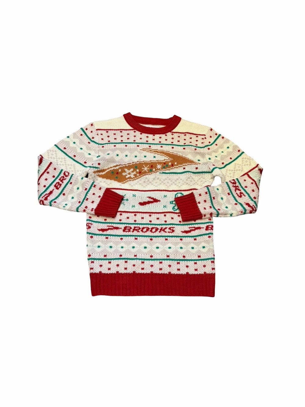 Brooks Red, Cream & Green Patterned Crewneck Sweater